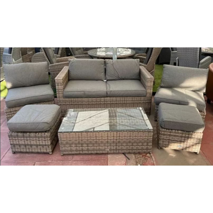 Sapcote 6pc Hideaway Lounge Set in Dark Grey Rattan