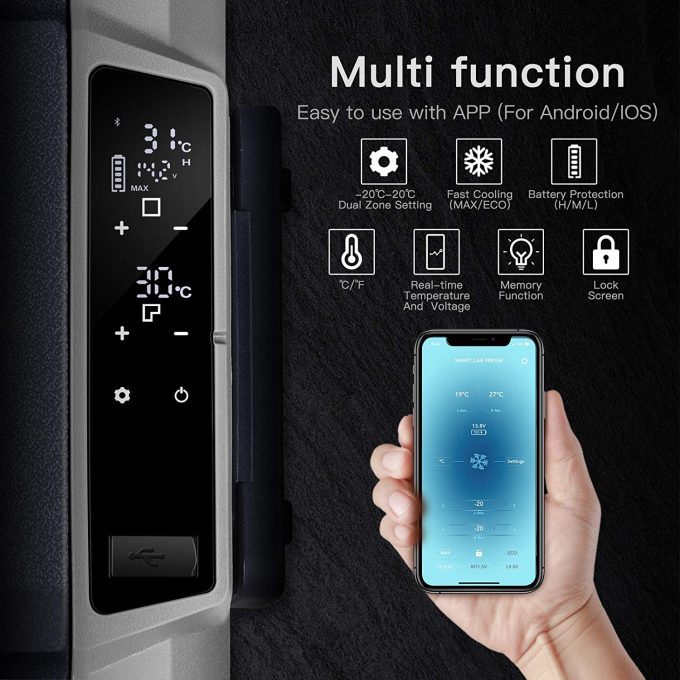 BODEGA 12 Volt Refrigerator Portable Freezer, Car Fridge Dual Zone APP Control -4℉-68℉ RV Electric