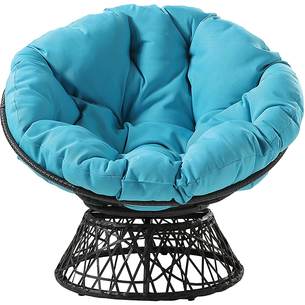 OSP Home Furnishings Wicker Papasan Chair with 360-Degree Swivel