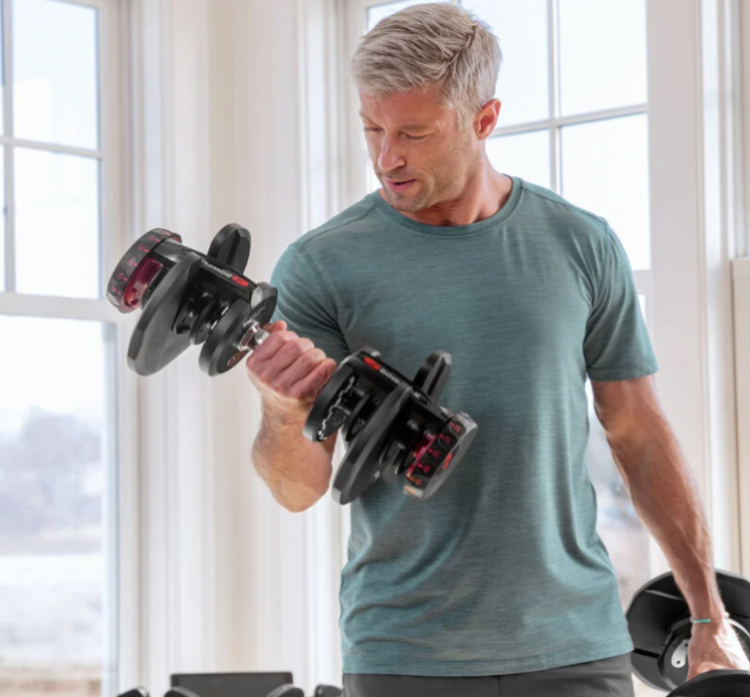 Bowflex SelectTech 1090i adjustable dumbbells (pair) with dumbbell stand
