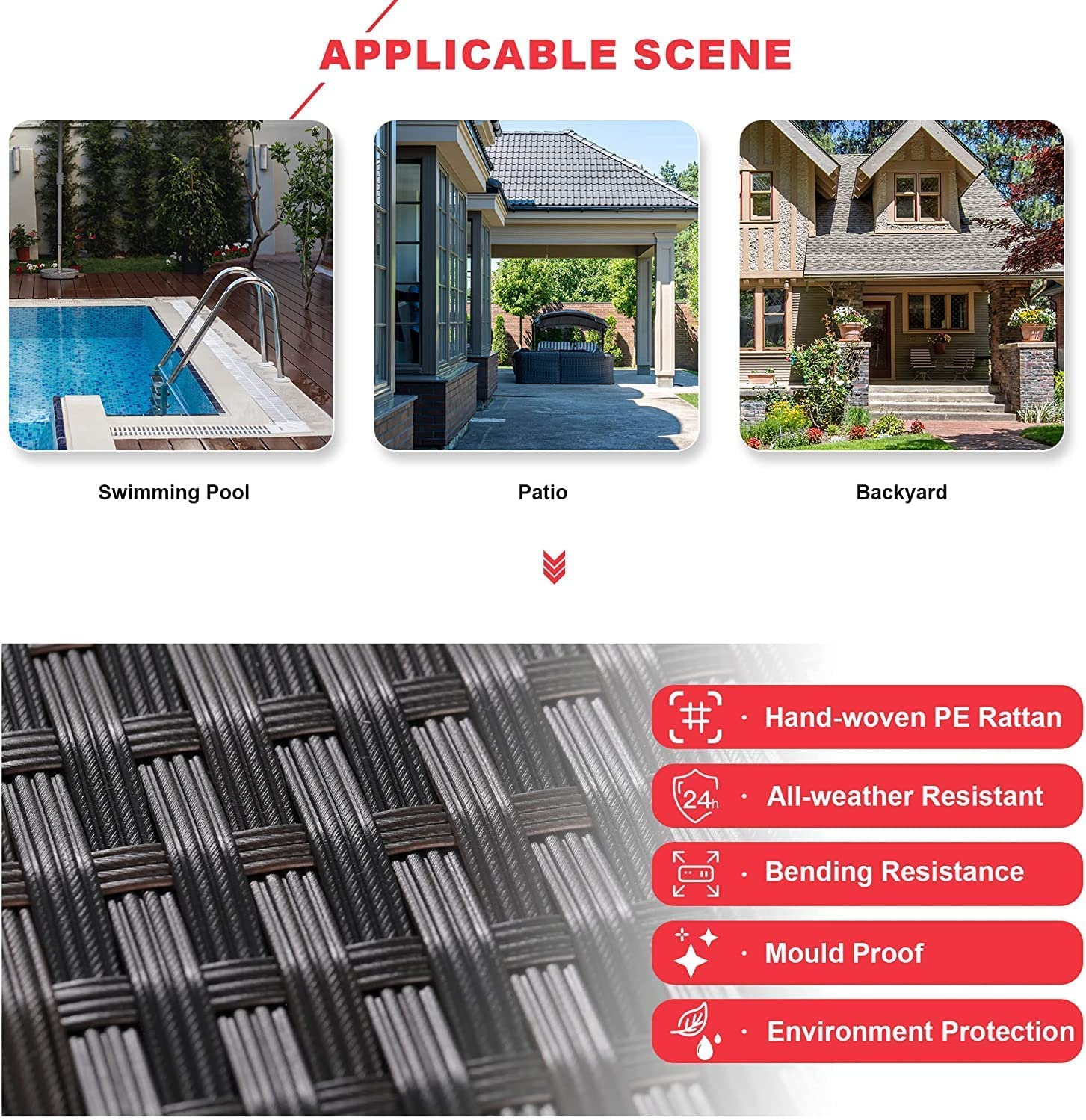 【Furniture】Outdoor Patio Furniture Set 12-Pc Sectional Rattan Sofa Set Brown PE Wicker Patio Conversation Set