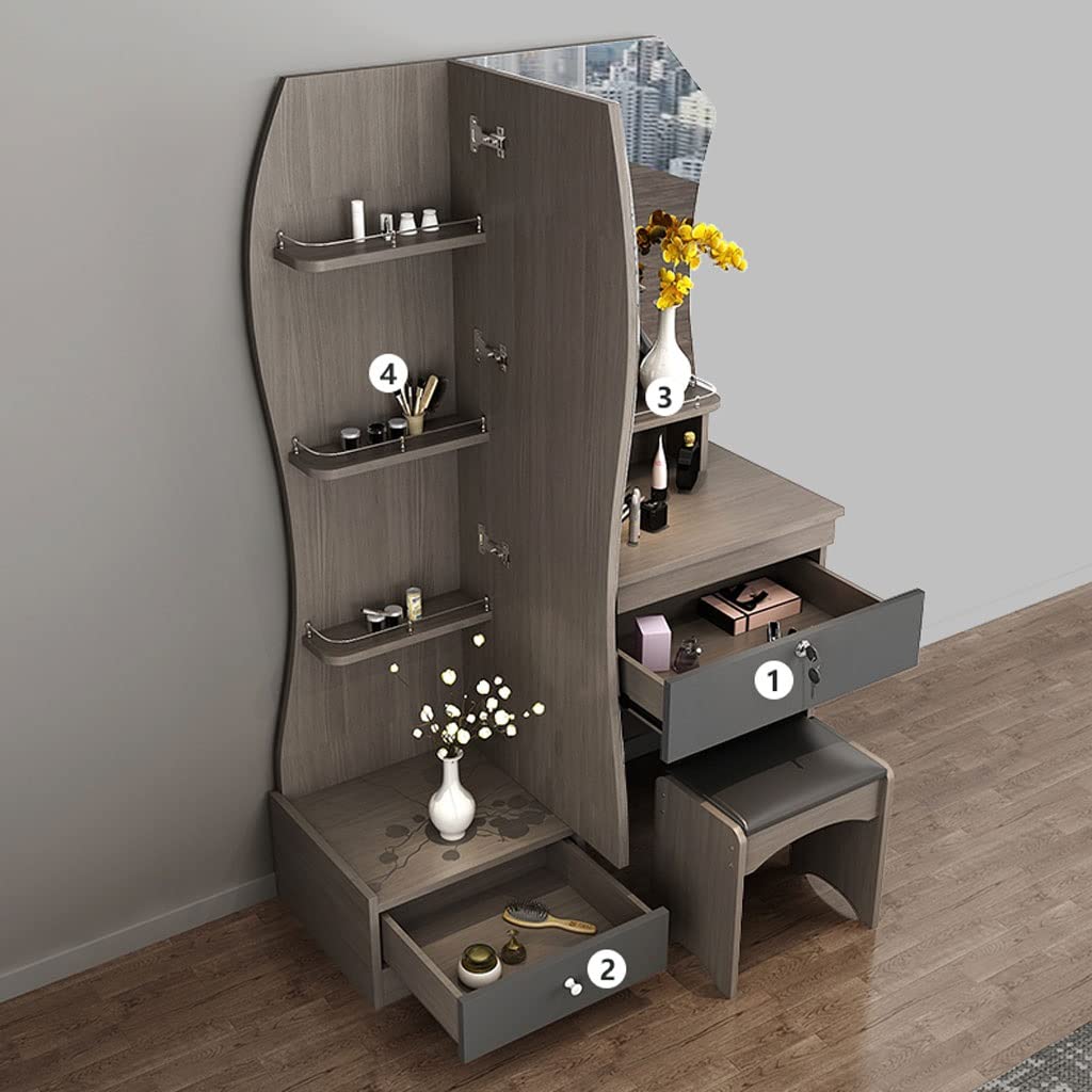 【Furniture】Bedroom Table Vanity Table Set Bedroom Storage Dresser Modern Women's Full-length Mirror