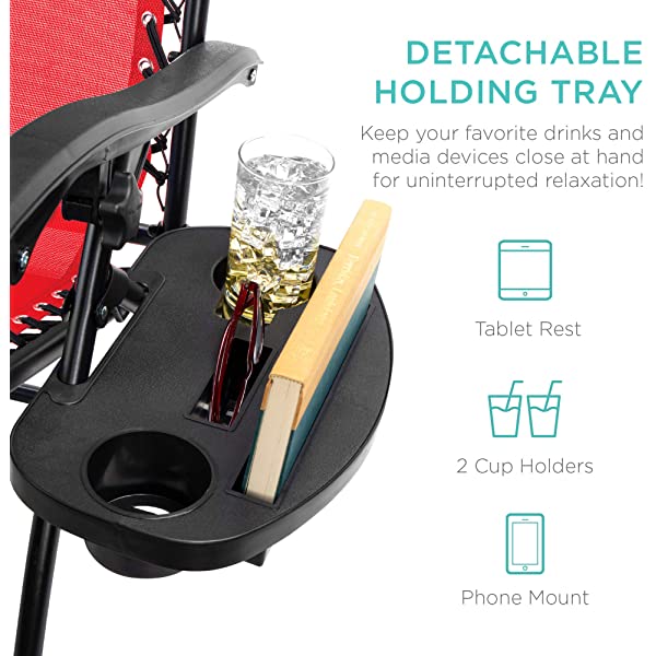 Best Choice Products Set of 2 Adjustable Steel Mesh Zero Gravity Lounge Chair Recliners w/Pillows and Cup Holder Trays - Burgundy