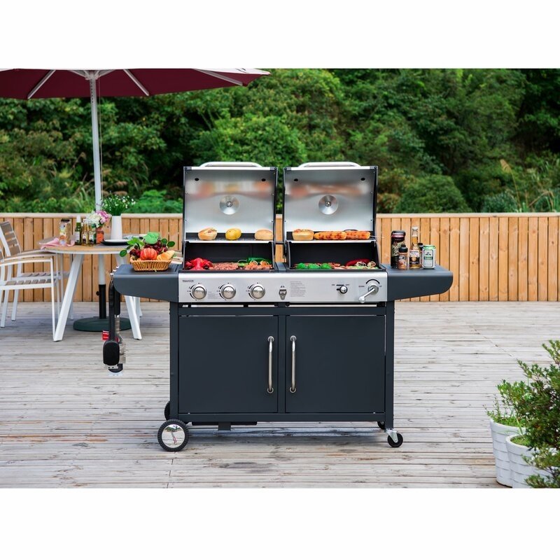 Burner Freestanding Liquid Propane 25500 BTU Gas & Charcoal Grill