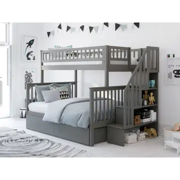 Shyann Twin Over Full Solid Wood Standard Bunk Bed with Shelves by Three Posts™ Baby & Kids