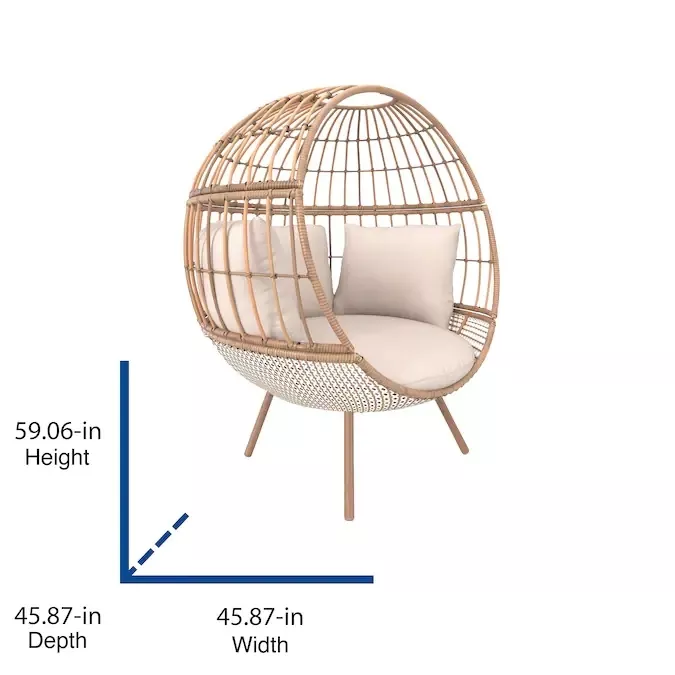 BRUMFIELD WOVEN TEAK METAL FRAME EGG CHAIR