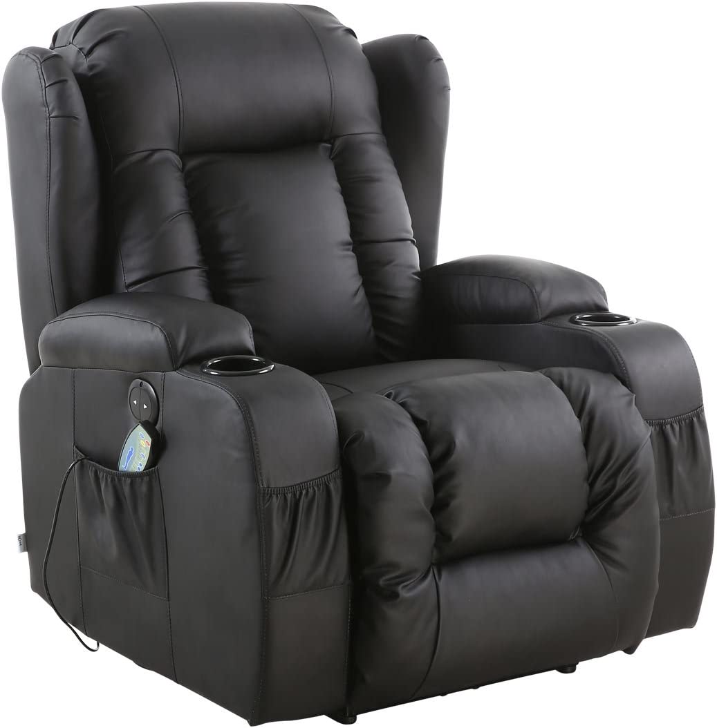 Esright Massage Recliner Chair Heated PU Leather Ergonomic Lounge 360 Degree Swivel