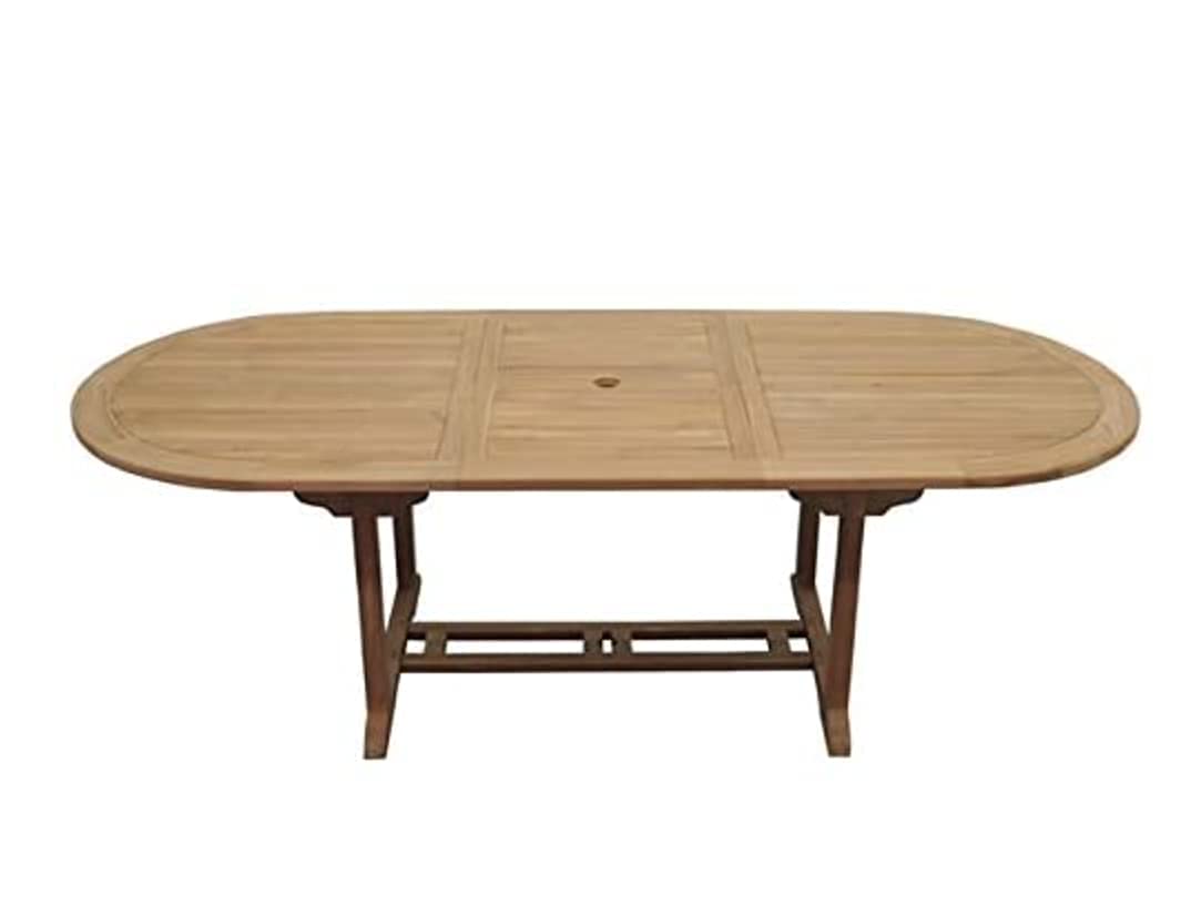 【Home&Garden】【BS】Teak Garden Furniture Set, Garden Table & 8 Chairs, Wooden Garden Furniture Set with Parasol