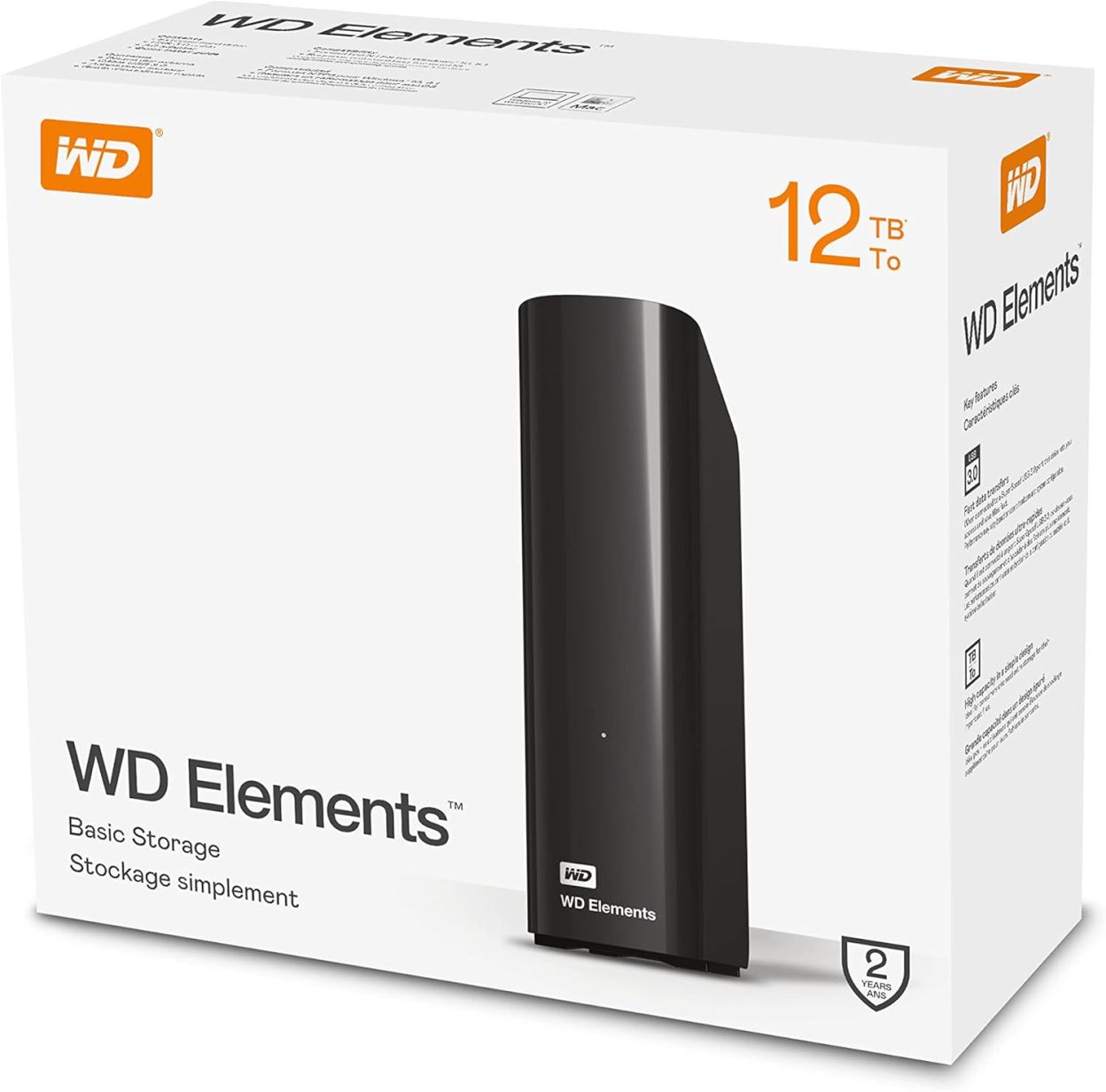 WD 12 TB Elements Desktop External Hard Drive - USB 3.0, Black