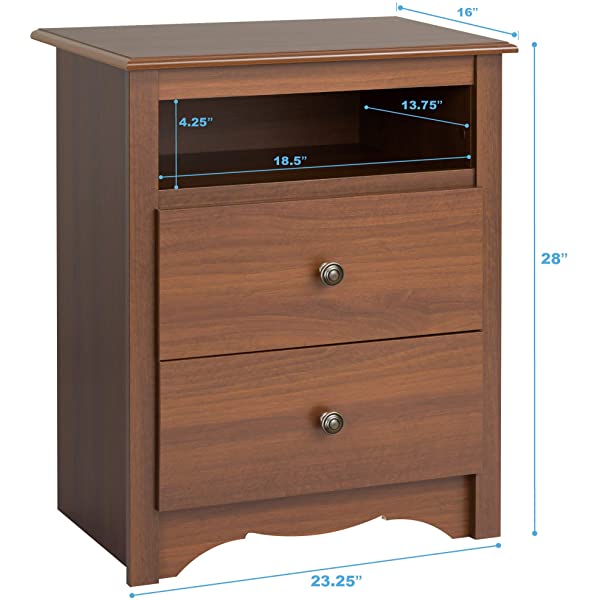 Prepac Fremont 2 Drawer Nightstand with Open Shelf, Espresso, Tall Espresso Fremont Nightstand