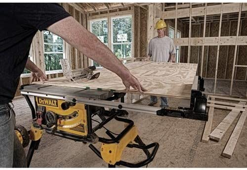 DEWALT 10 Inch Table Saw, 32-1/2 Inch Rip Capacity, 15 Amp Motor, With Rolling/Collapsible Stand (DWE7491RS)