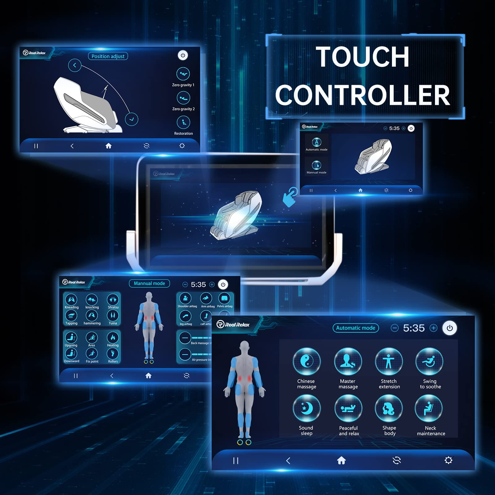 【Furniture】Real Relax Massage Chair, Zero Gravity SL Track Massage Chair, Full Body Shiatsu Massage Recliner