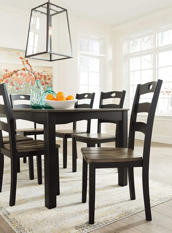 Ashley Rokane dining table set with 6 upholstered chairs