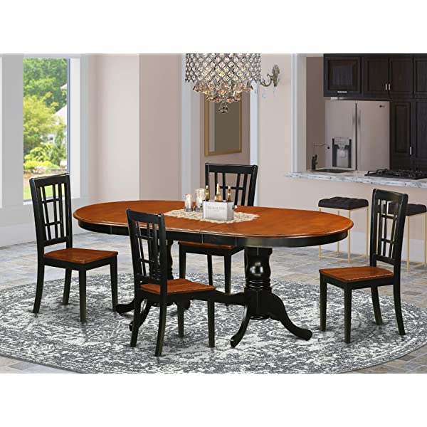 5 PC Dining room set-Dining Table with 4 Wooden Dining Chairs PLNI5-BCH-C
