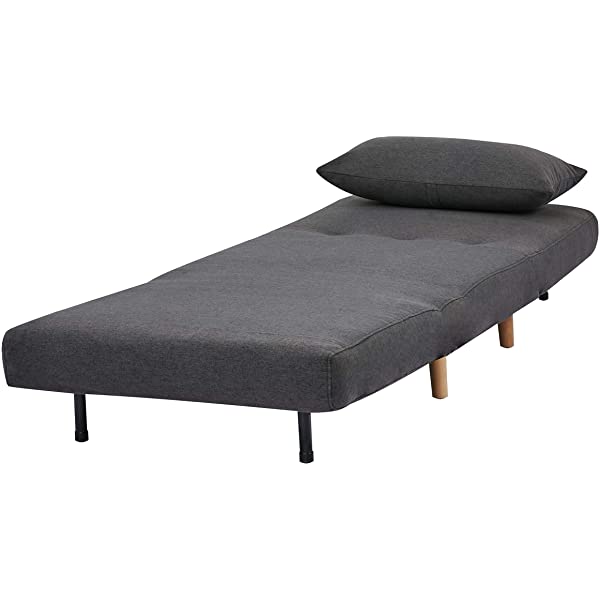 GIA Tri-Fold Sofa Bed, With Pillow, Yellow Yellow With Legs