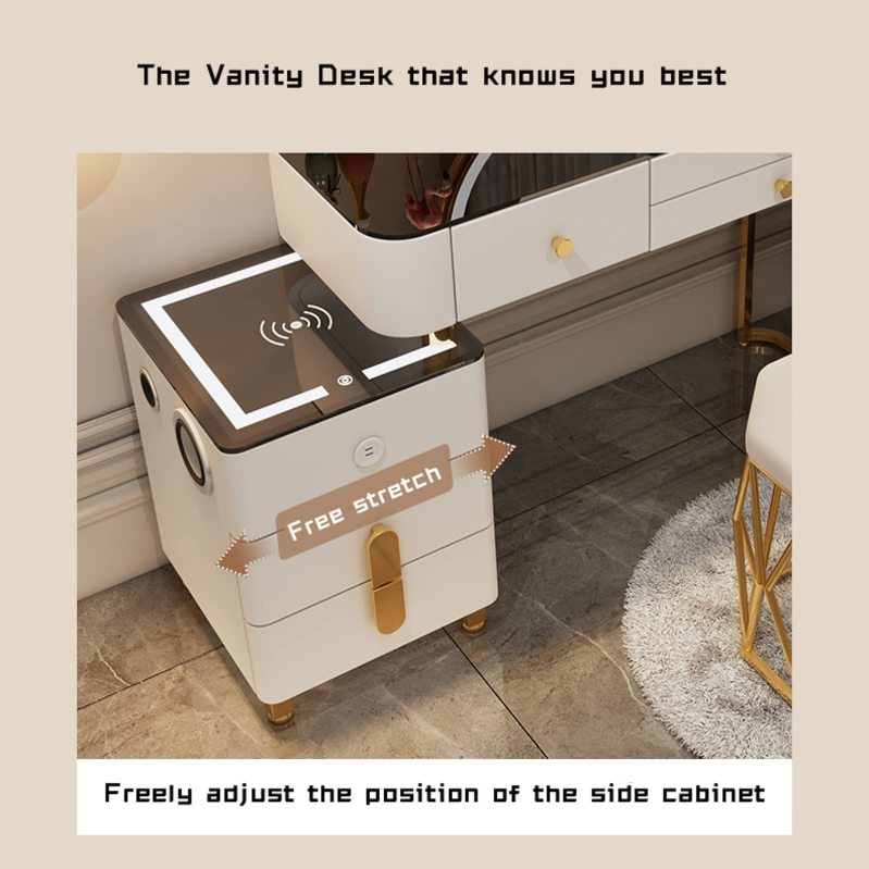 【Furniture】Dressing Table Makeup Dressing Table with Charging Stand and Bluetooth Speaker