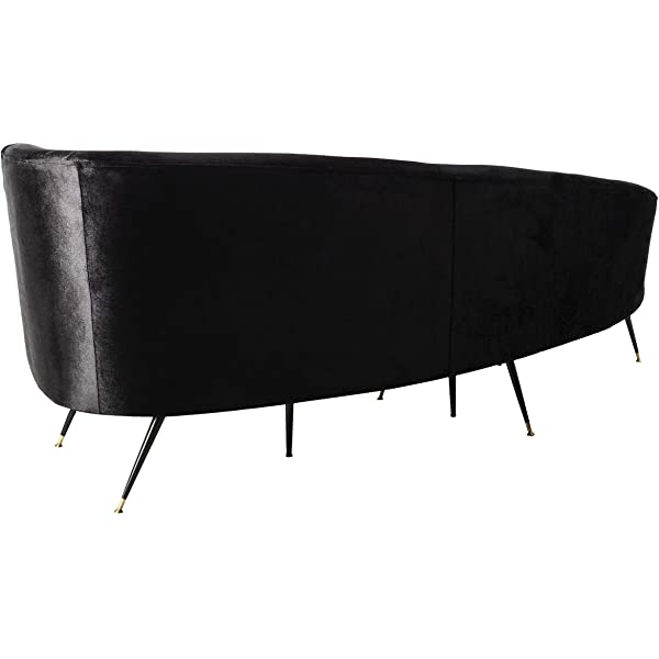 Safavieh Couture Home Evangeline Modern Glam Champagne Velvet and Black Parisian Sofa Champagne/Black