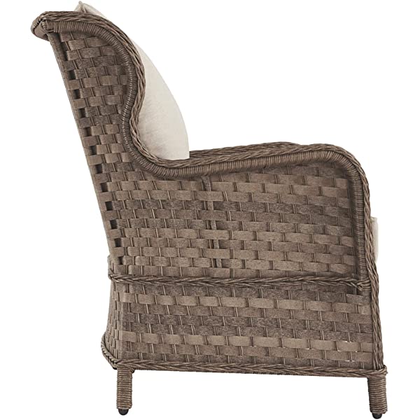Signature Design by Ashley Clear Ridge Outdoor Wicker Patio Lounge Chair, Set of 2, Light Brown