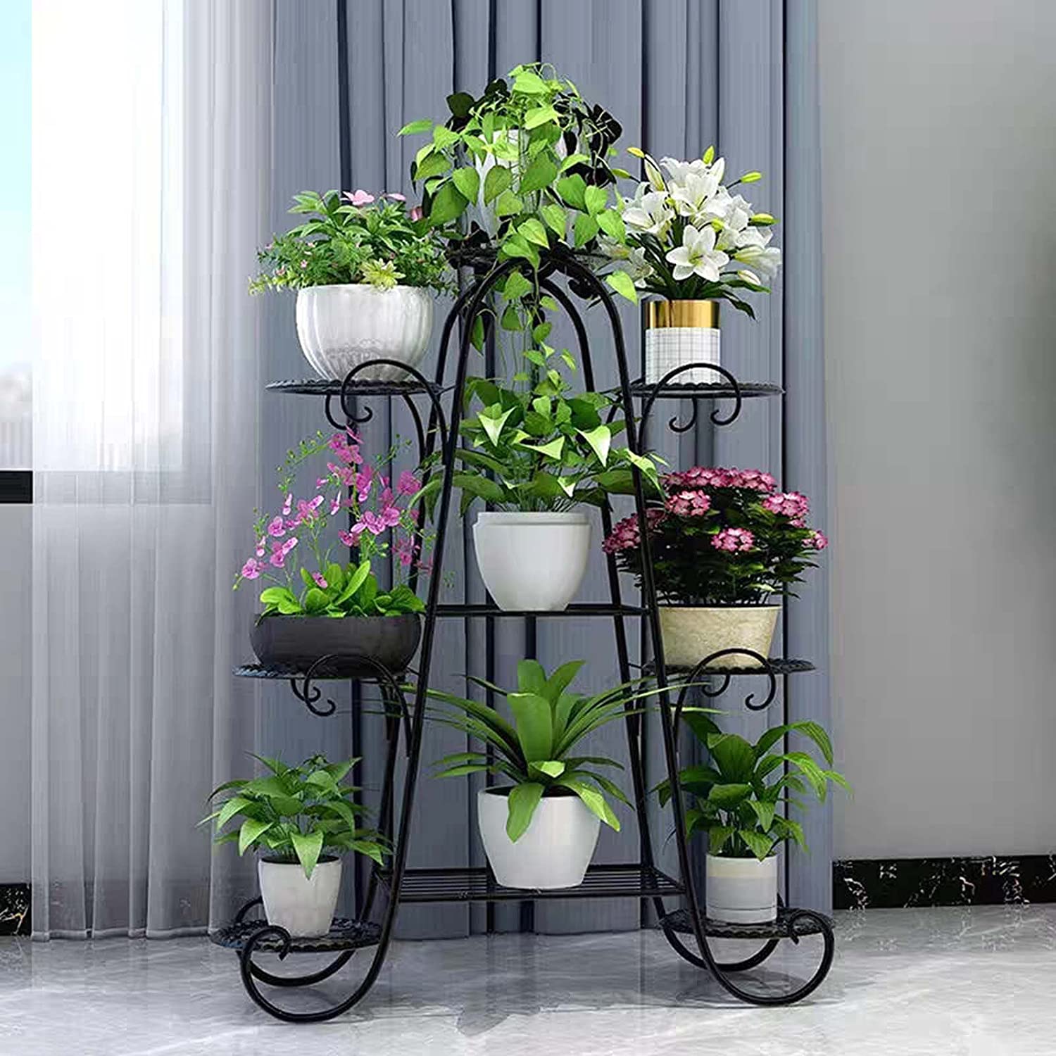 CNNINGYI metal plant stand, 9-layer flower stand, indoor high plant stand