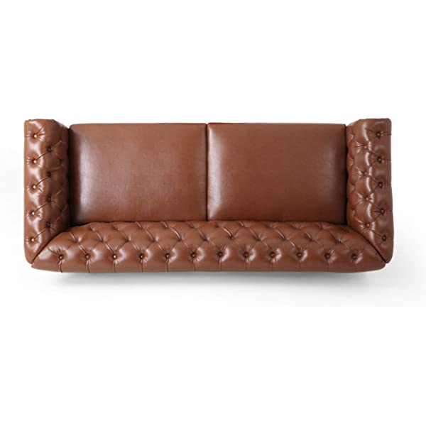 Christopher Knight Home Castalia Sofas, Midnight Black + Dark Brown Midnight Black + Dark Brown Birch Wood