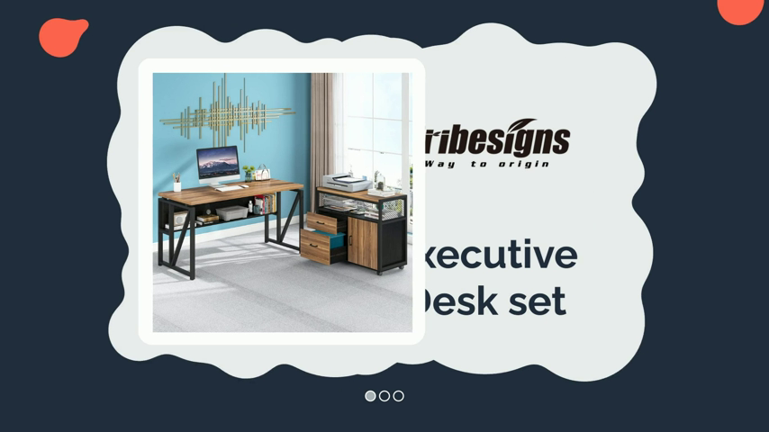 【Furniture】L Shaped Desk with Drawer Cabinet, 55