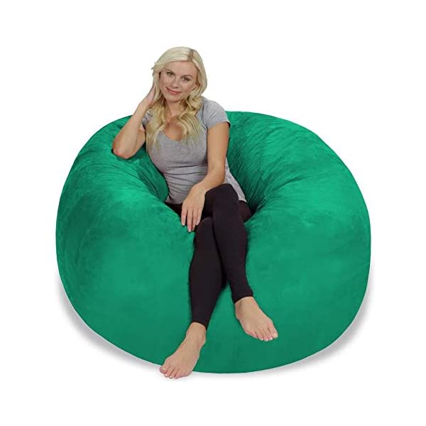 Chill Sack Bean Bag Chair: Giant 5' Memory Foam Furniture Bean Bag - Big Sofa with Soft Micro Fiber Cover - Navy Microsuede - Navy