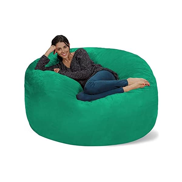 Chill Sack Bean Bag Chair: Giant 5' Memory Foam Furniture Bean Bag - Big Sofa with Soft Micro Fiber Cover - Navy Microsuede - Navy
