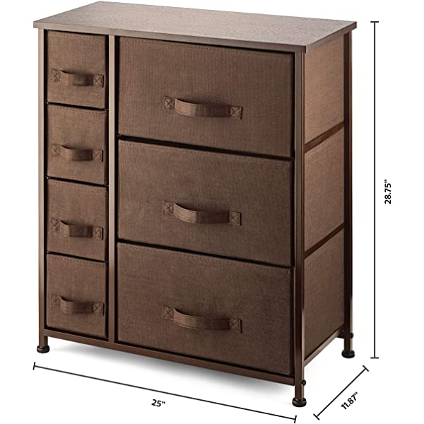 7 Drawers Dresser - Furniture Storage Tower Unit for Bedroom, Hallway, Closet, Office Organization - Steel Frame, Wood Top, Easy Pull Fabric Bins Gray/White Gray / White