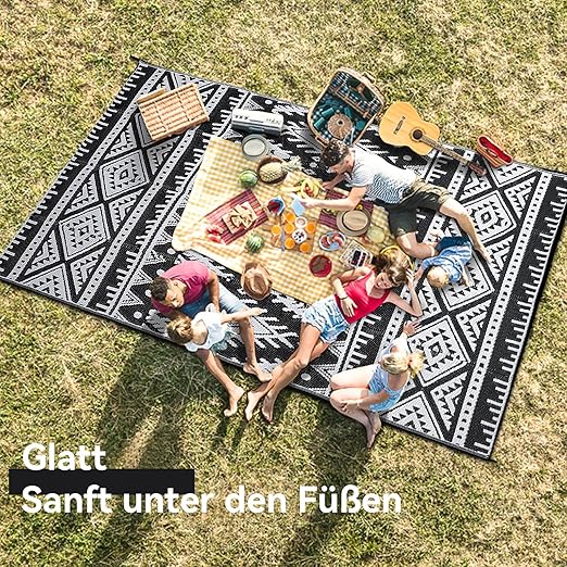 Homaxy Outdoor Rug, Weatherproof Plastic Foldable Washable Balcony Mat, UV Protection Double-Sided Mat for Garden, Patio, Camping, Picnic (120 x 180 cm)