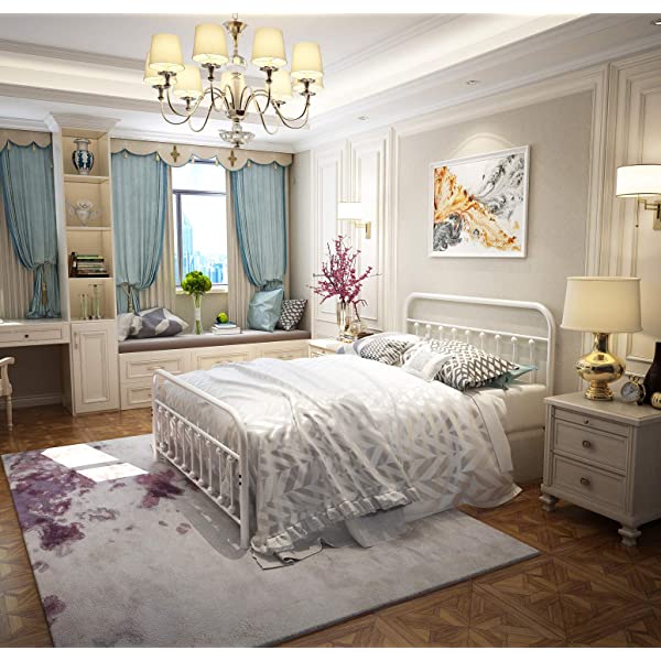 Black Metal Bed Frame Full Size with Headboard and Footboard Single Platform Mattress Base,Metal Tube and Iron-Art Bed（Full,Black） Full Black