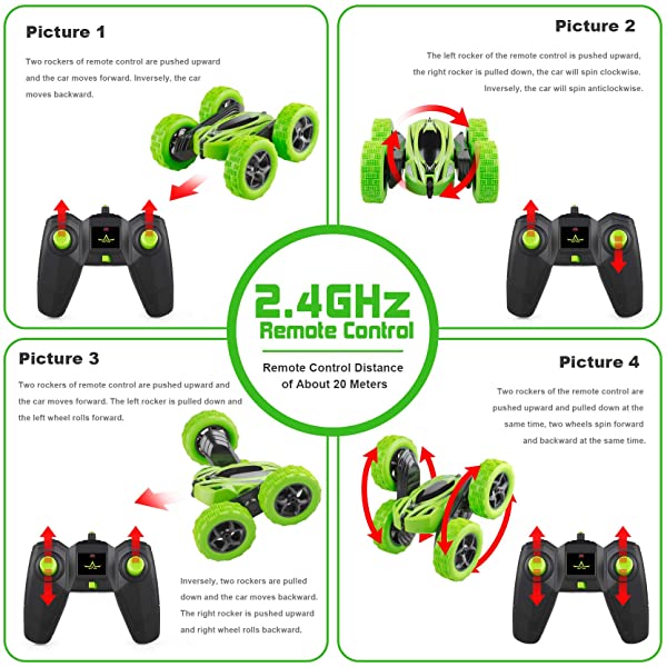 ORRENTE RC Cars Stunt Car Toy Remote Control Car, Offroad Remote Control Monster Trucks 4WD 2.4Ghz RC Rock Crawler with Headlights, Double Sided 360° Flips RC Car Toys Gift for Kids Boys Girls (Red)