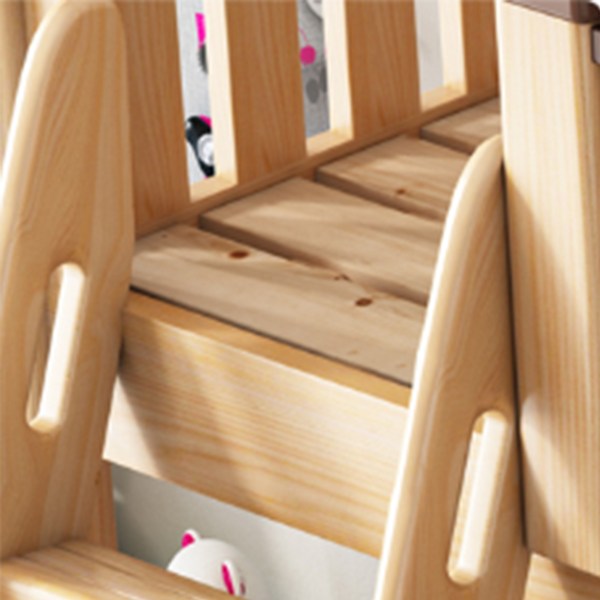 Double bunk bed, convertible into two independent solid rubber wood beds.