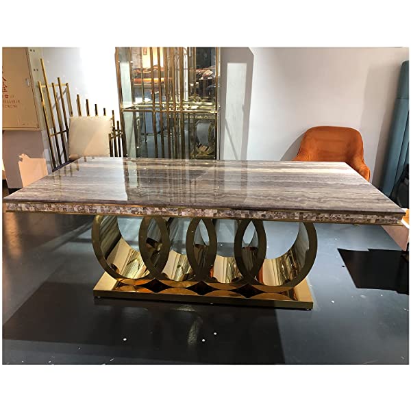 LeiJinNuo Modern Dining Set for Home, Kitchen, Dining Room wStorage Racks, Rectangular Table, Steel Frame