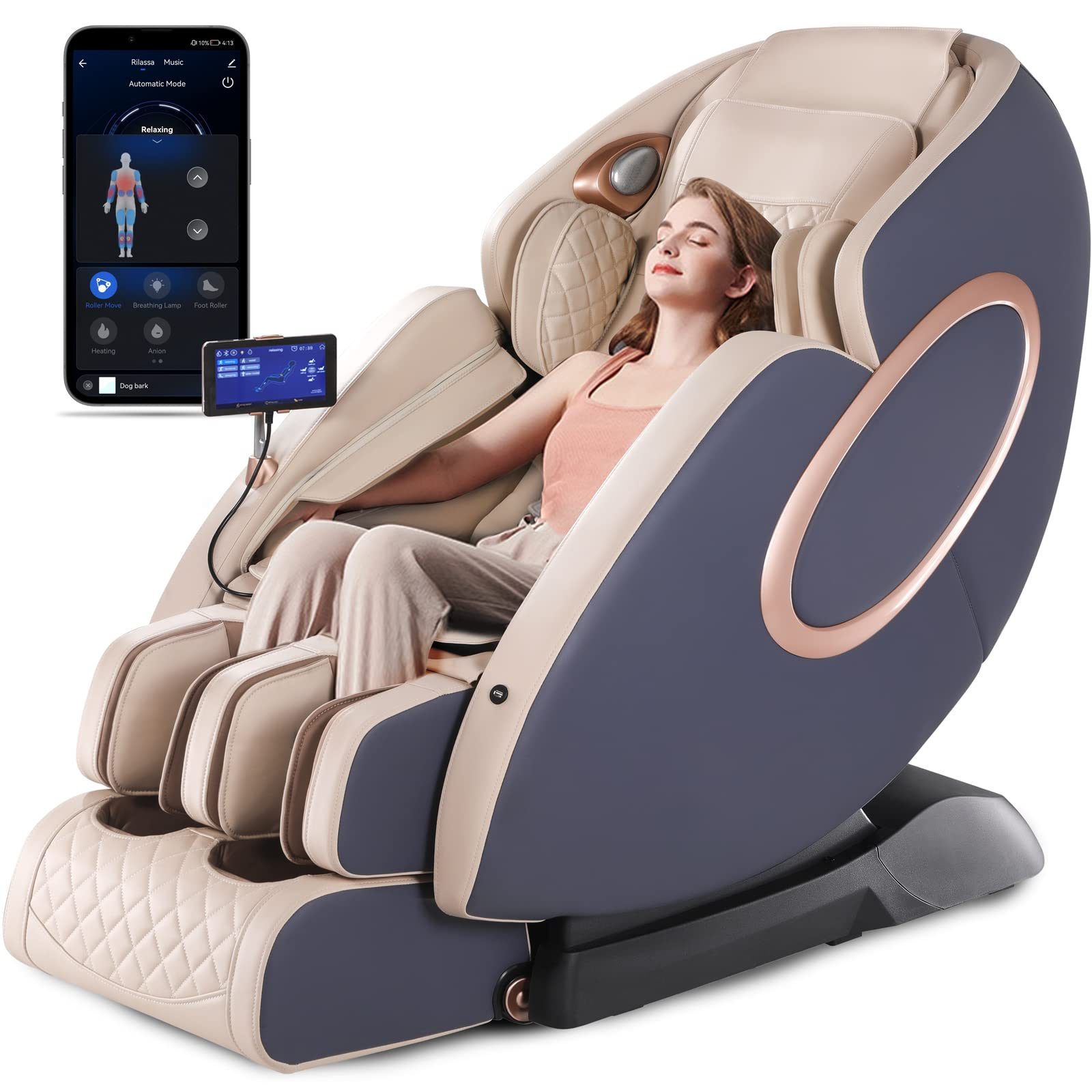 【Furniture】Massage Chair, APP Controlled 4D Massage Chairs, SL-Track Full Body Shiatsu Massage Chair Recliner