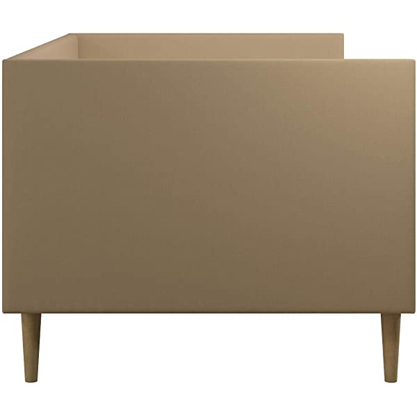 DHP Franklin Mid Century Upholstered Daybed, Sofa Bed, Twin Size Frame, Tan Linen Linen Twin Tan