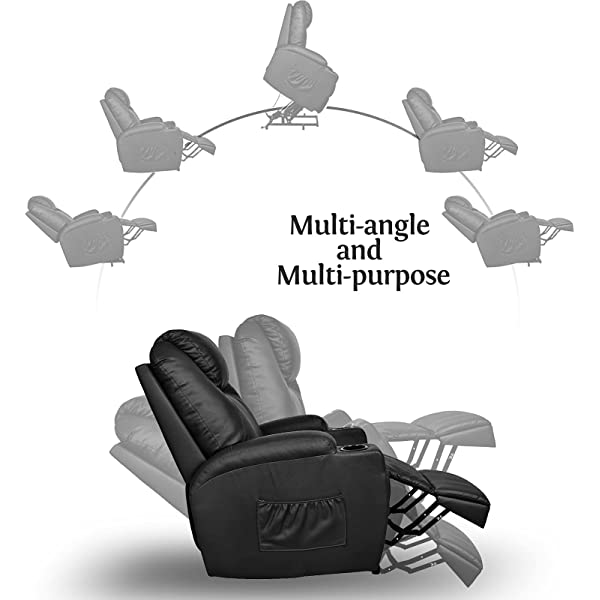 JOVNO Power Lift Recliner Chair Single Living Room Sofa with Massage,Home Theater Seating with Heat and Vibration Sofa Back and Detachable Armrest (Brown)