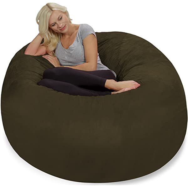 Chill Sack Bean Bag Chair: Giant 5' Memory Foam Furniture Bean Bag - Big Sofa with Soft Micro Fiber Cover - Navy Microsuede - Navy