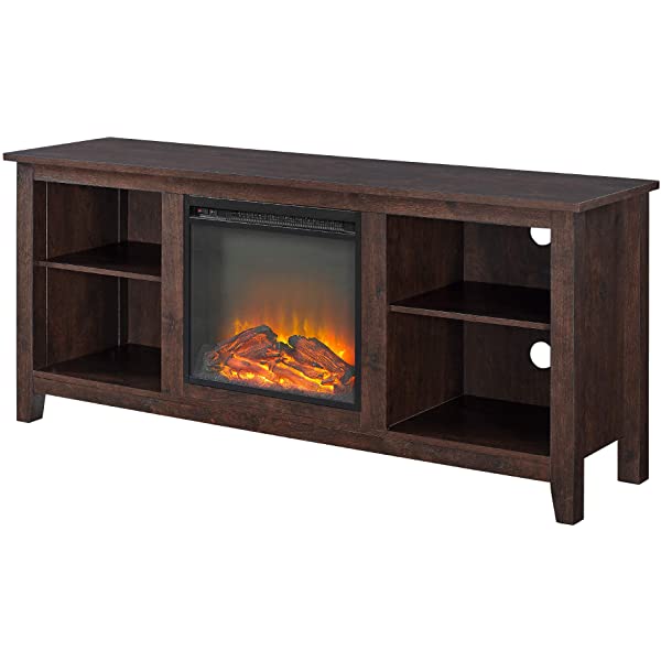 Walker Edison Wren Classic 4 Cubby TV Stand for TVs up to 65 Inches, 58 Inch, Black Black 58 InchTV Stand