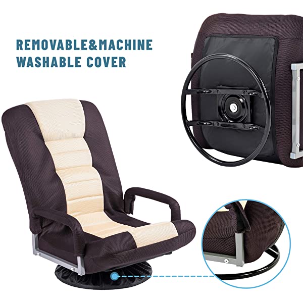 Harper&Bright Designs Folding Lazy Sofa Floor Chaise Lounge Chair Futon with Back Support, Beige