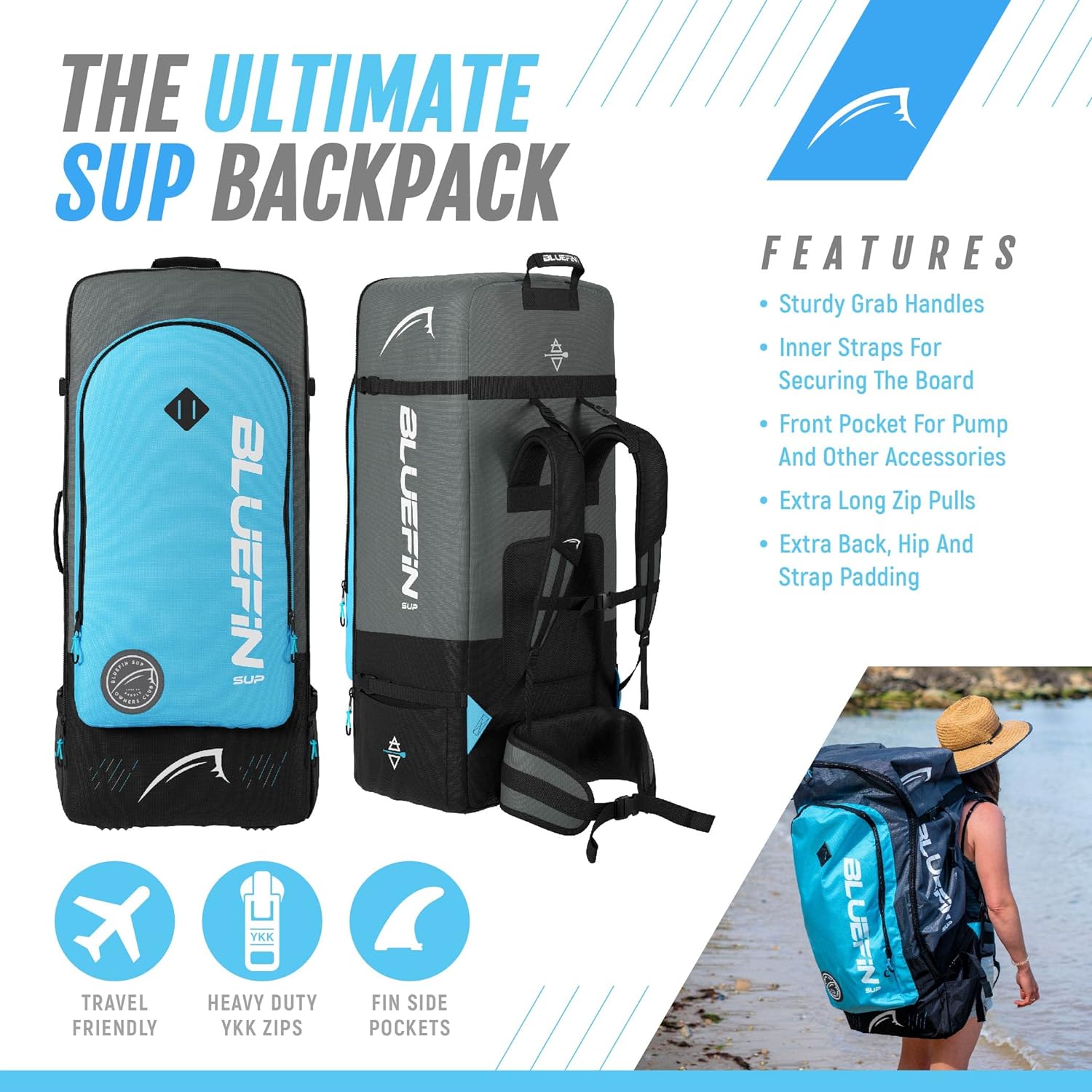 Bluefin Cruise SUP Inflatable Stand Up Paddle Board | Premium Paddleboard Accessories | Multiple sizes: Kids, 9'8, 10'4, 10’8, 12’, 15'