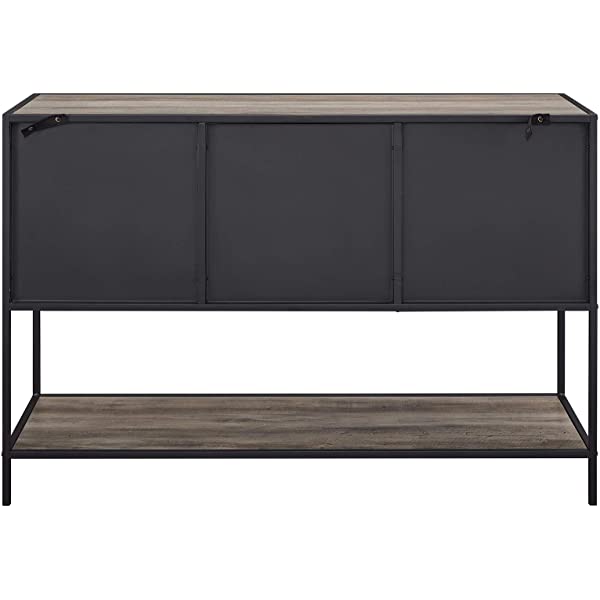 Walker Edison Malcomb Urban Industrial Metal Mesh Double Door Rolling Bar Cabinet, 33 Inch, Rustic Oak Rustic Oak 33 Inch