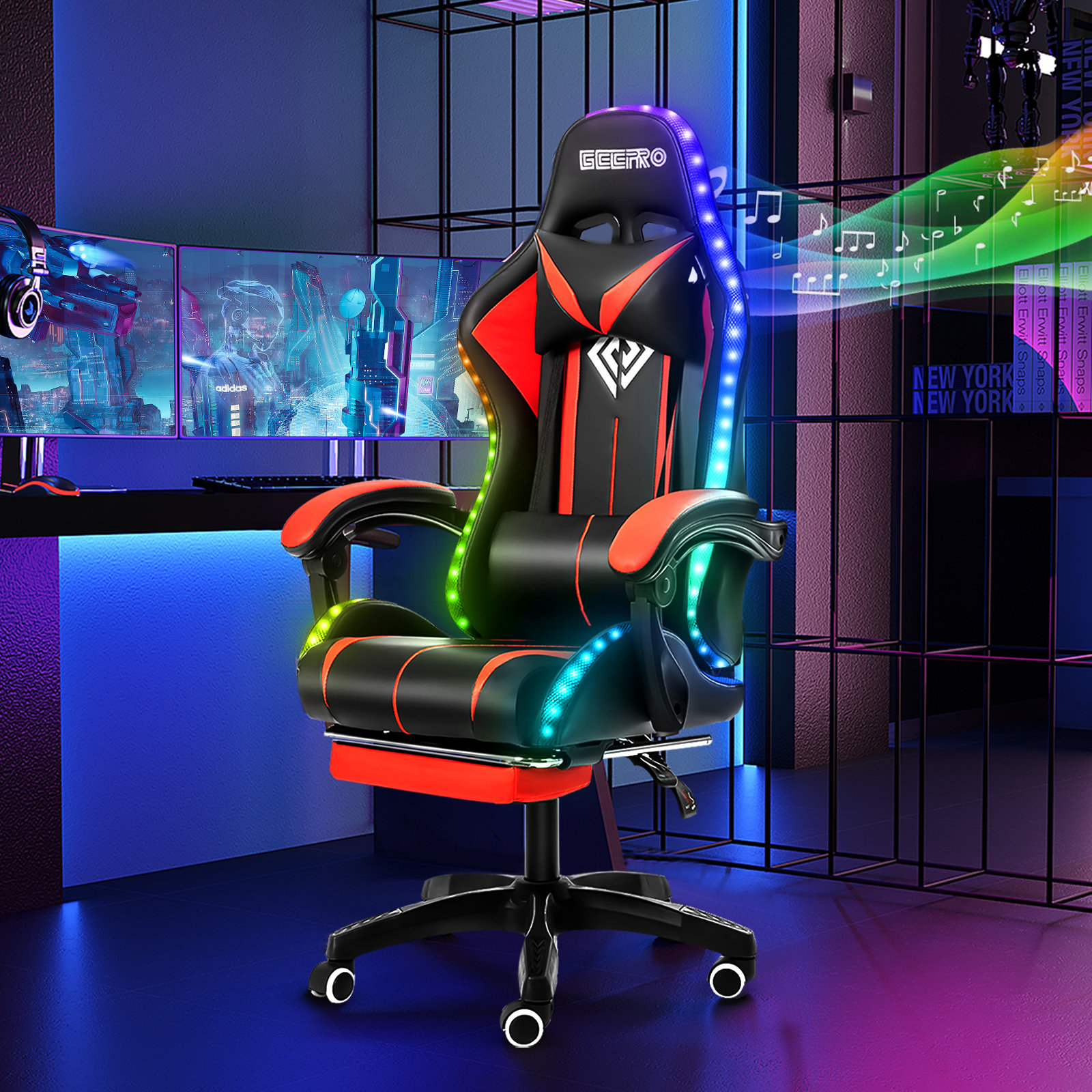 【Furniture】RGB PC & Racing Game Chair With Massage And Bluetooth