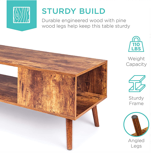 Best Choice Products Wooden Mid-Century Modern Coffee Table