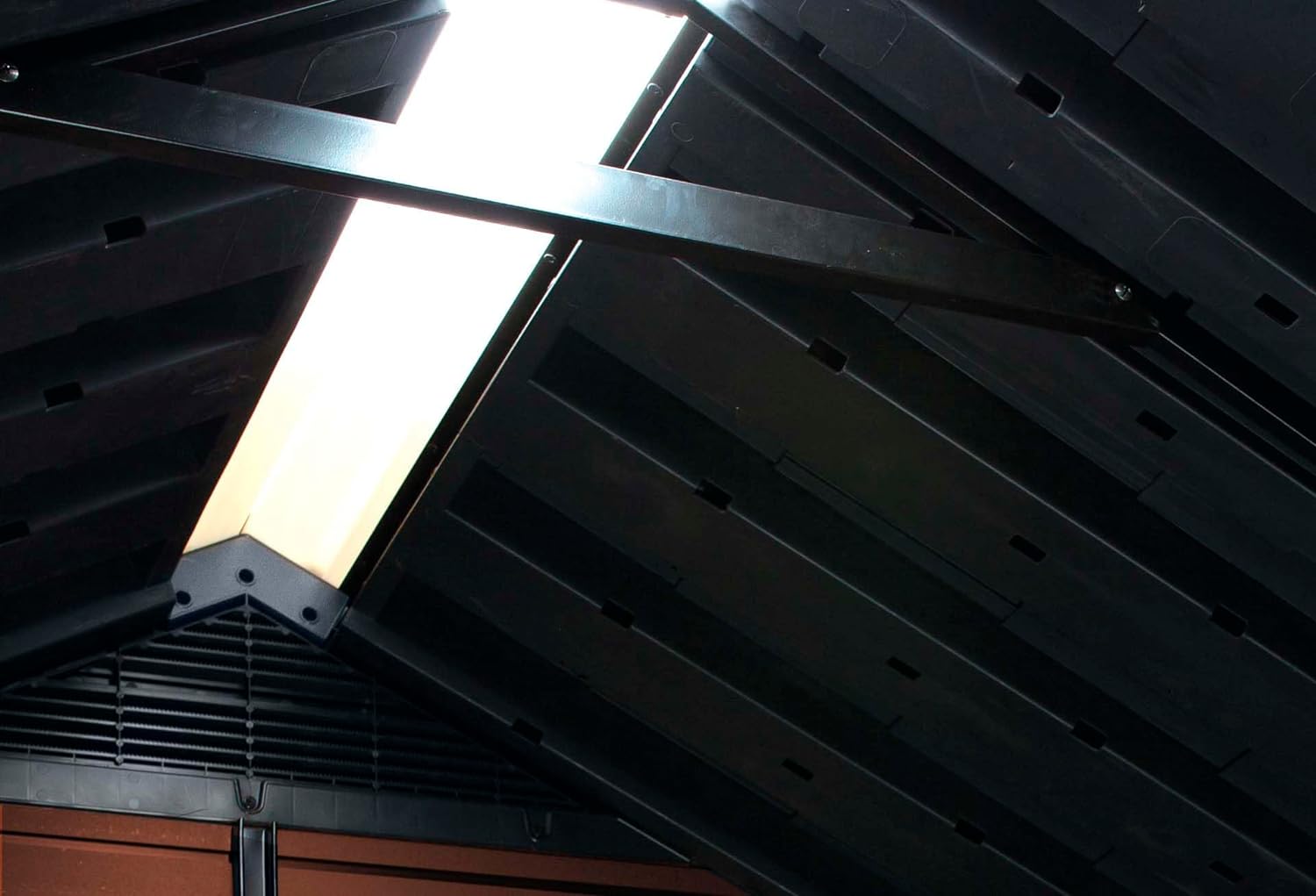 Keter Newton Outdoor Apex Double Door Garden Storage Shed 7.5 x 7ft Brown WPC Wood Look and Feel | Fade Free | All Weather Resistant | Safe and Secure | Zero Maintenance | 15 year Warranty