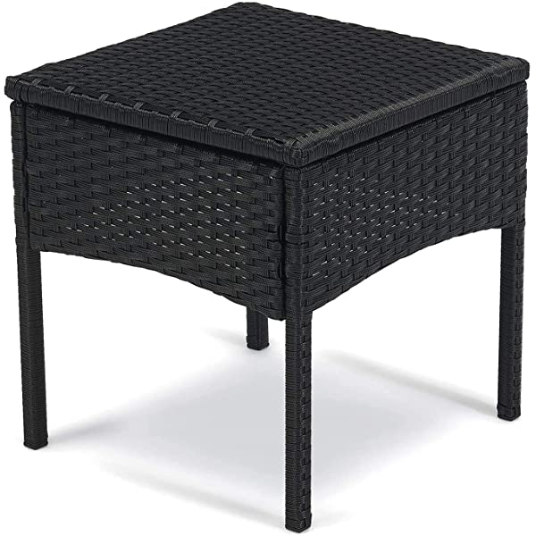 PROHIKER 3 PCS Patio Rattan Conversation Chair Set, 3 PCS Patio Wicker Rattan Furniture Set, Patio Wicker Rattan Table Brown