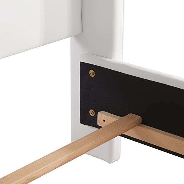 Jennifer Taylor Home Marcella Collection Queen Wingback Tufted Hand-Applied Nail Heads Upholstered Bed, Antique White Antique White Queen