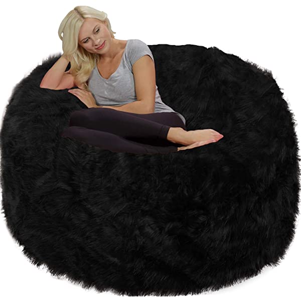 Chill Sack Bean Bag Chair: Giant 5' Memory Foam Furniture Bean Bag - Big Sofa with Soft Micro Fiber Cover - Navy Microsuede - Navy