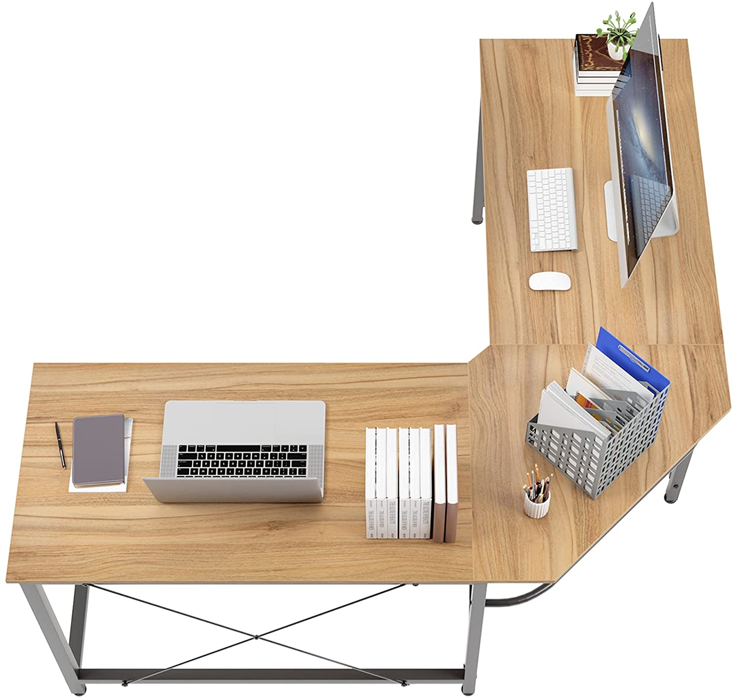 Soges 59 x 59 inches (approximately 149.9 x 149.9 cm) large desk computer desk desk corner table oak CS-ZJ02-OK