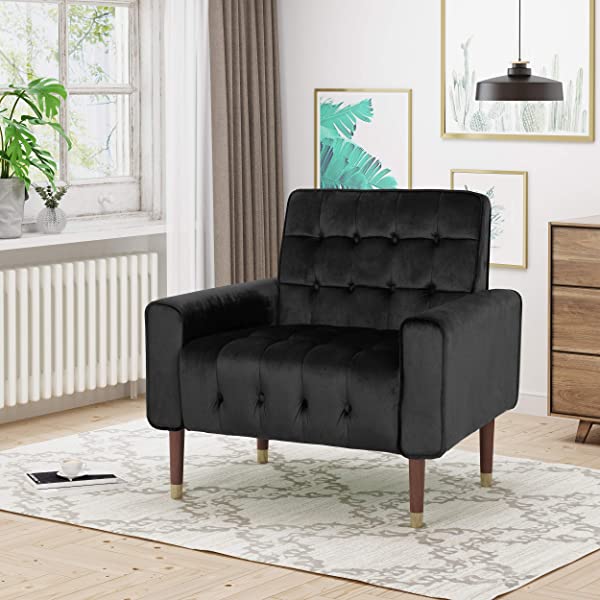 Christopher Knight Home Betsy Velvet Armchair, Modern Glam, Button-Tufted, Waffle Stitching, Raisin