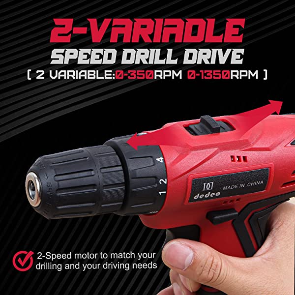 Dedeo Tool Set with Drill, 108Pcs Cordless Drill Household Power Tools Set with 16.8V Lithium Driver Claw Hammer Wrenches Pliers DIY Accessories Tool Kit Medium